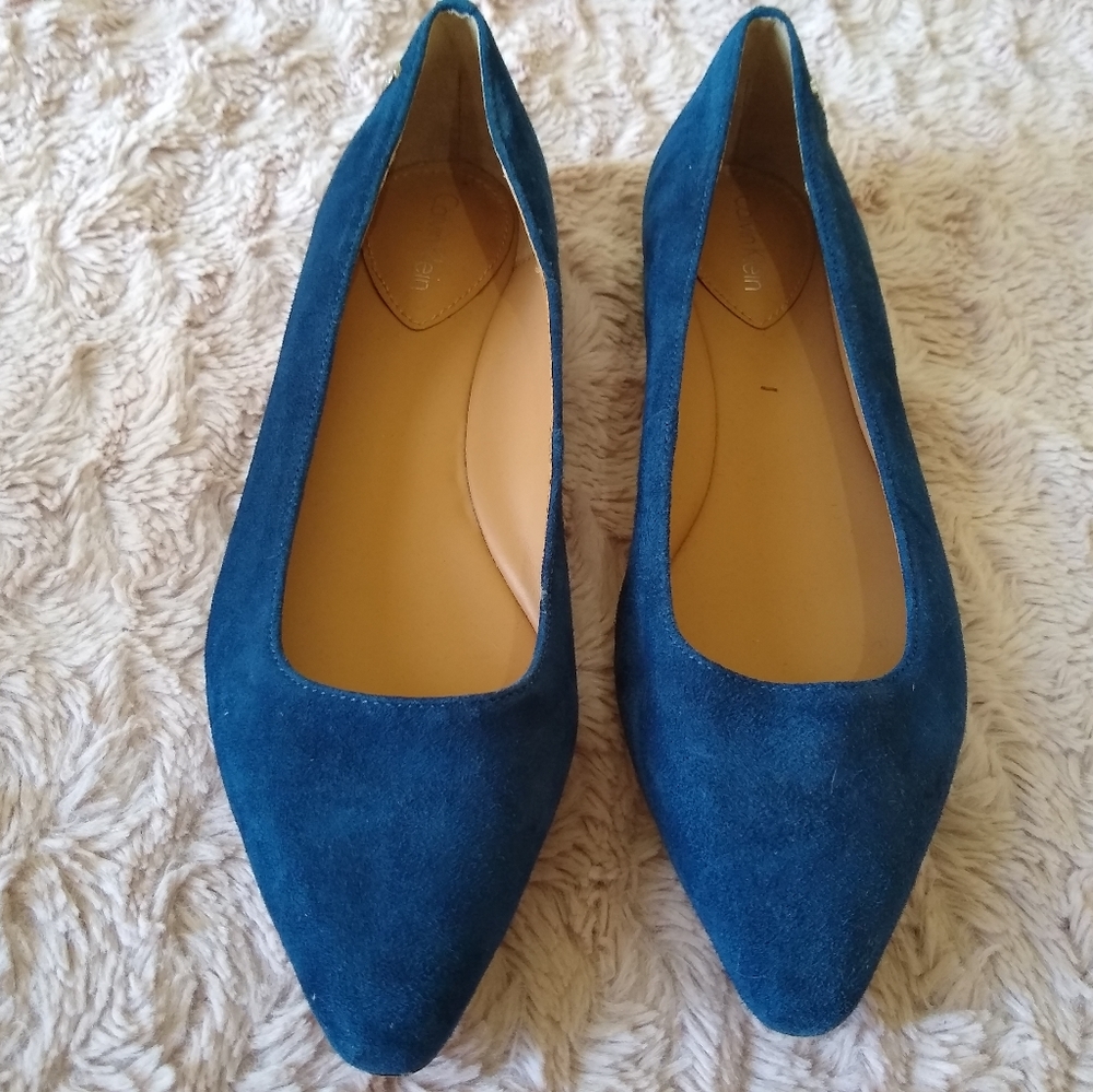 Calvin Klein blue pointy flats, size 6.5
